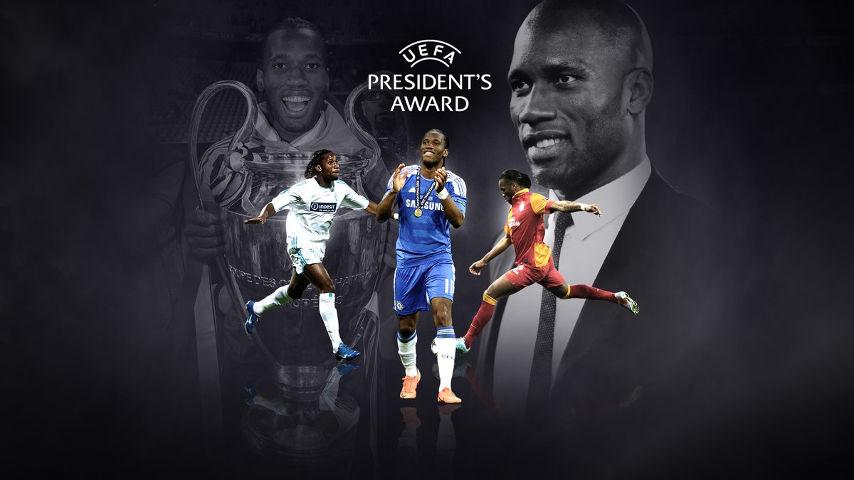 UEFA's tweet photo. 🏅 𝗖𝗼𝗻𝗴𝗿𝗮𝘁𝘂𝗹𝗮𝘁𝗶𝗼𝗻𝘀, @didierdrogba! 𝗪𝗶𝗻𝗻𝗲𝗿 𝗼𝗳 𝘁𝗵𝗲 𝟮𝟬𝟮𝟬 𝗨𝗘𝗙𝗔 𝗣𝗿𝗲𝘀𝗶𝗱𝗲𝗻𝘁'𝘀 𝗔𝘄𝗮𝗿𝗱!

#UEFAawards https://t.co/bEnZhmSM86