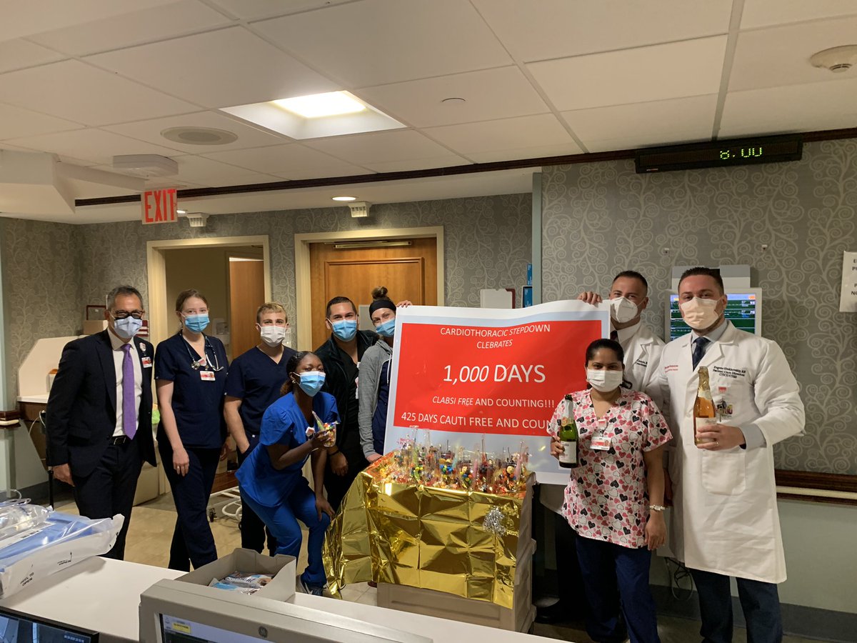 Congratulations to CTSD for reaching 1000 days CLABSI &amp; 425 days CAUTI free! Due to their hard work and dedication to patient care,  we are able to achieve great things! #zeropatientharm #ctsd #ctsurgery <a href="/AshleyMattia3/">Ashley Mattia</a> <a href="/ErnestoPMir/">Ernesto Perez-Mir</a>
