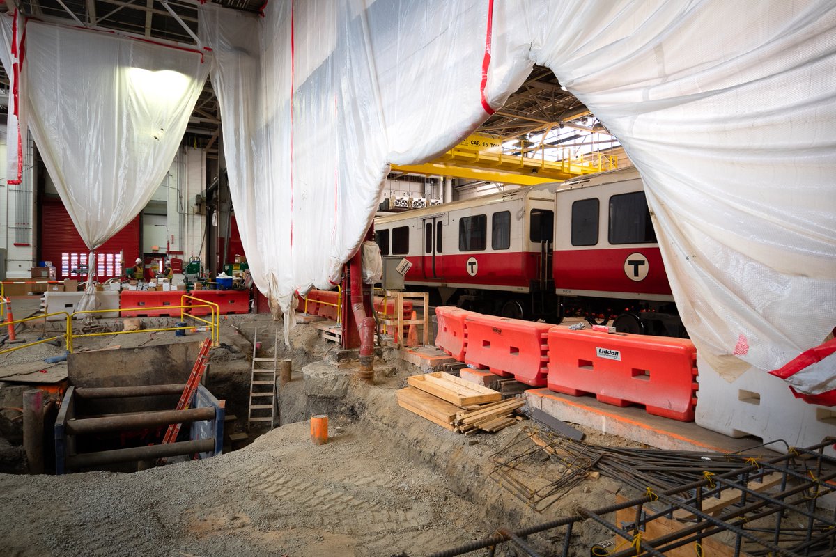 MBTA's tweet photo. Last week, crews continued work behind-the-scenes upgrading the Red Line's Cabot Yard &amp; Maintenance Facility. New train lifts, tracks, signals &amp; diagnostic tools will make it safer &amp; more efficient to support our current &amp; future fleet.

https://t.co/gbwU2CyFtl

#BuildingABetterT https://t.co/HCDn2Sv8JG