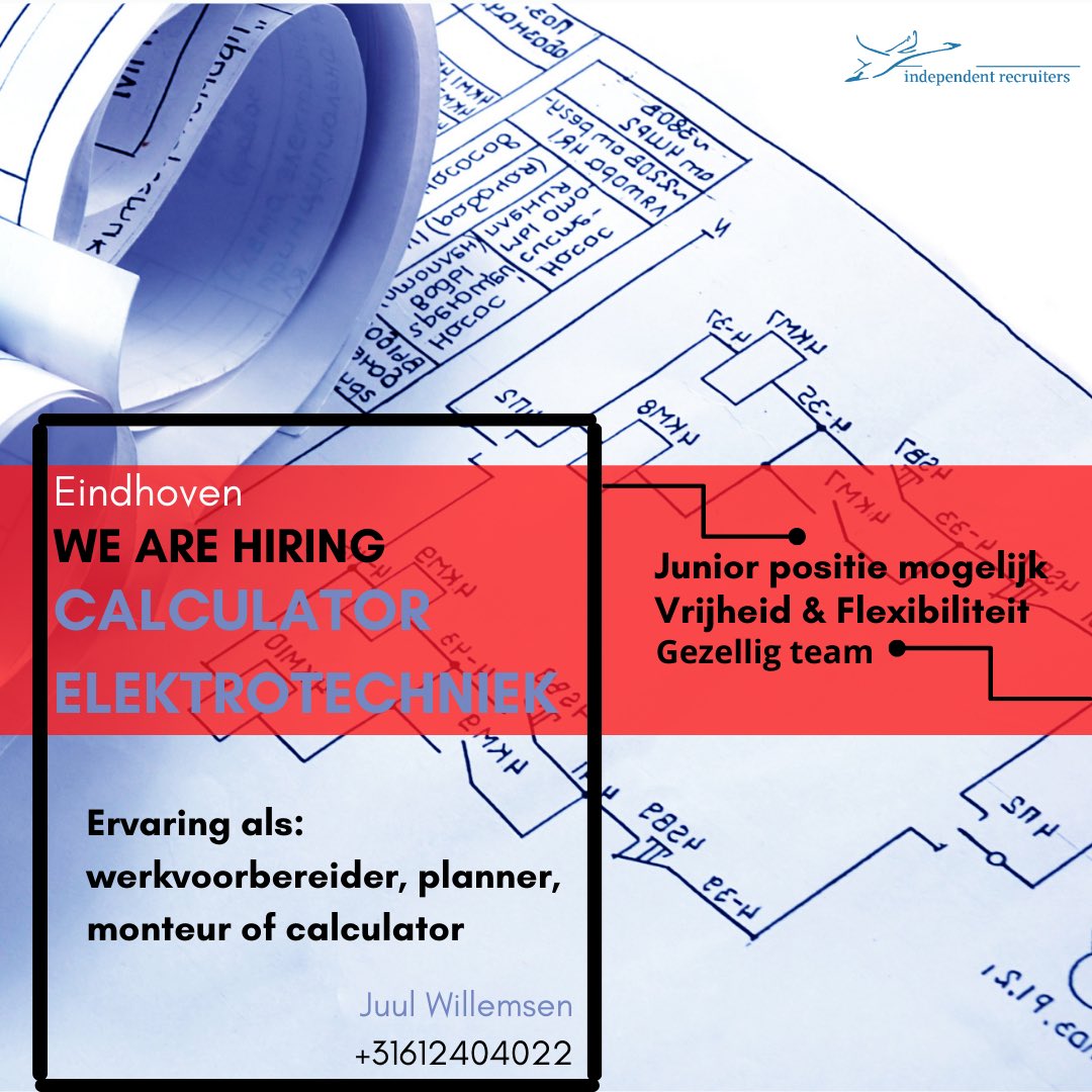 Vacature Calculator Elektrotechniek - Independent Recruiters independentrecruiters.nl/vacatures/vaca…
#recruitment #vacancy <a href="/juulwlmsn/">Juul Willemsen</a>