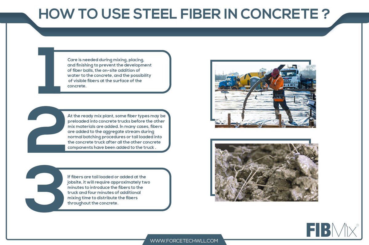 fibmix's tweet image. How to use steel fiber in concrete ? #steelfiber #fibmix #forcetech #flooring #concrete #concretemixer #concretemix #screedrails #laserscreed