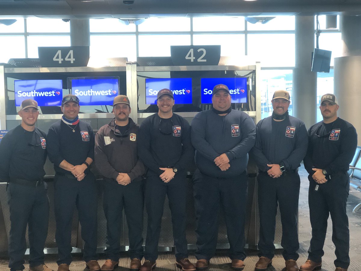Please keep our firefighters headed to California in your prayers!  Big thanks to <a href="/SouthwestAir/">Southwest Airlines</a> for your generosity getting all these Texas Fireman to California.