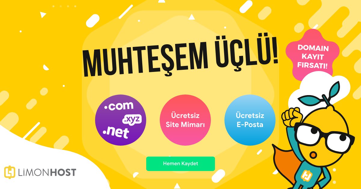 limoncloud's tweet image. 🔔 #Domain kayıt fırsatı! 
✨Hazır web sitesi tasarım aracı ile güçlü E-Ticaret alt yapısı ve profesyonel tasarıma sahip site mimarını ücretsiz kullanarak, 10 dakikada sitenizi yayınlayın! 
➡️ Alan adınızı hemen sorgulayın: bit.ly/2xpPaO6
 #limonhost