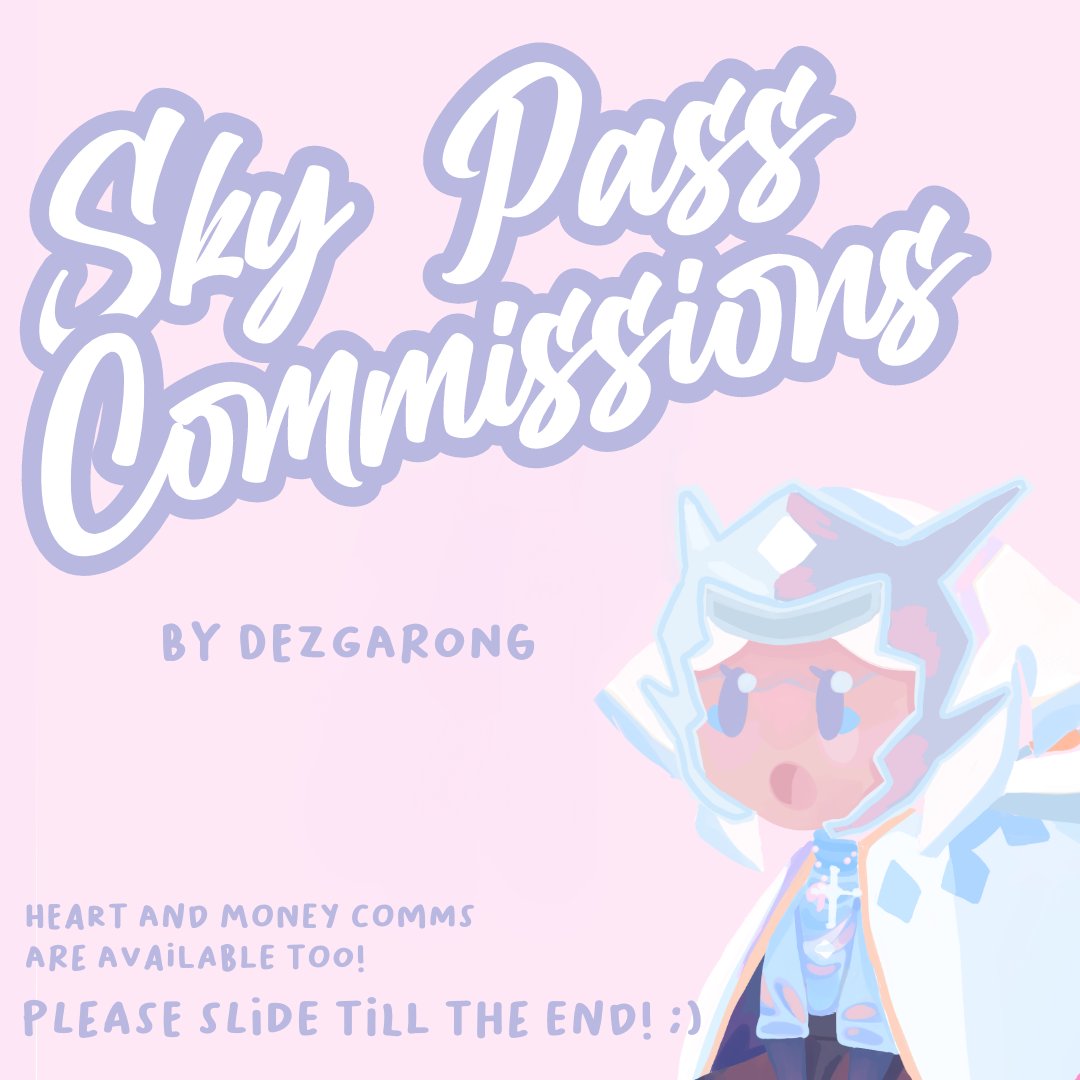 SKY ADVENTURE PASS COMMISSION OPEN Hi guys! I recently open a sky pass commission! Also a heart comms too! If you are interested dm me on instagram!  https://instagram.com/dezgarong?igshid=jv7hshkyhwboI WILL UPDATE THE SLOT IN HERE4 SLOTS ARE AVAILABLE2 ADVENTURE PASS2 HEART/DOLLAR COMMS