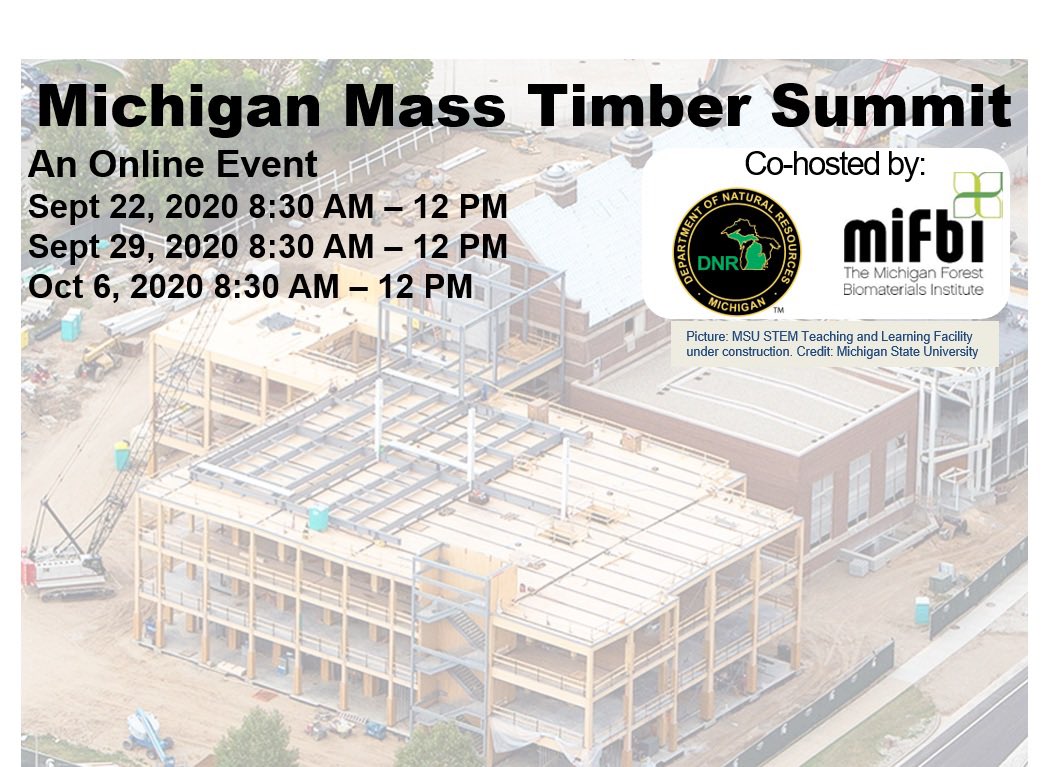 MiFBInstitute's tweet photo. Day 2 of the #MiMassTimber Summit is underway! Special thanks to our sponsors for making this a reality. @GrangerConstruc @TNCMichigan @MichiganDNR @MassTimberAtMSU @HealthyWood @MichDeptofAg @sdi_structures and JML Forestry. https://t.co/OZFiWFd3Sh https://t.co/xQjwLdKJNm