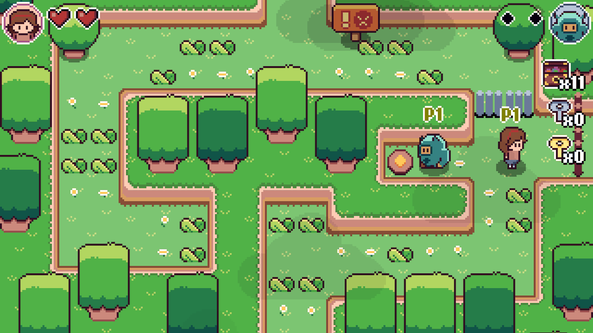 itchio's tweet photo. Mina &amp; Michi: A 2D top-down puzzle/adventure game about friendship featuring 2 players local co-op. 

https://t.co/vmeXhErWJw by @byJulianoLima https://t.co/omPzujctQm