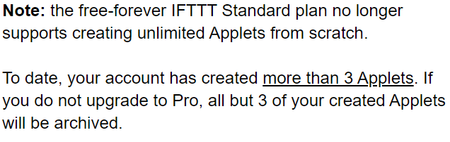 mokj's tweet photo. @IFTTT wasn't really free forever https://t.co/xFQUQ8OttD