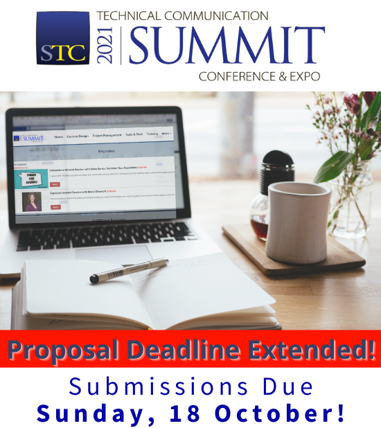 STC_Summit's tweet photo. The 2021 #STCSummit Call for Proposals has been extended through 18 October!  For more info and to upload your proposal, click here: https://t.co/WY5O9vx0ls #stc21 https://t.co/0McG8NaXbq