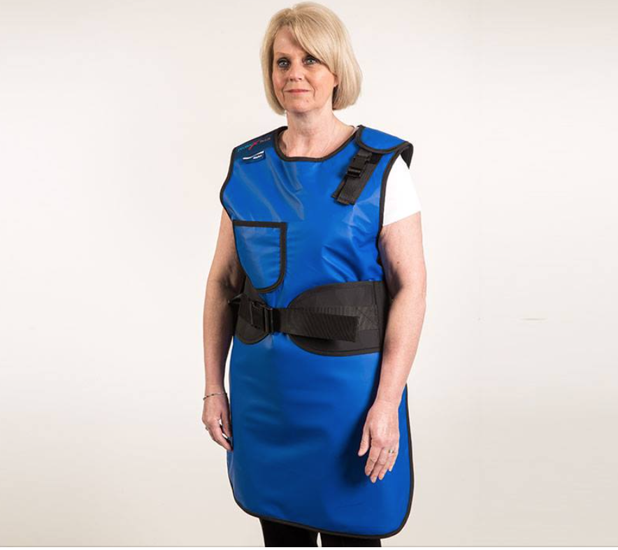 ProtecX tabard-style apron is designed to fasten on left shoulder with VELCRO® brand hook and loop fasteners and side release buckle.

Fastens on the left side with VELCRO® brand hook and loop fasteners. - See more at: ow.ly/P9o550yWwMH