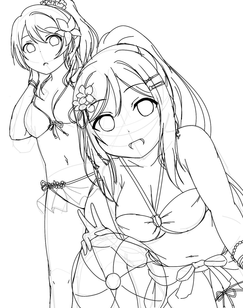 #LoveLiveChallenge 

Day 28/29 (Kanan/Eli): Managed to finish the sketch before wifi went to shit.

I'll get back to finishing this next month along with the other sketch-only ones I've done for the challenge. 
