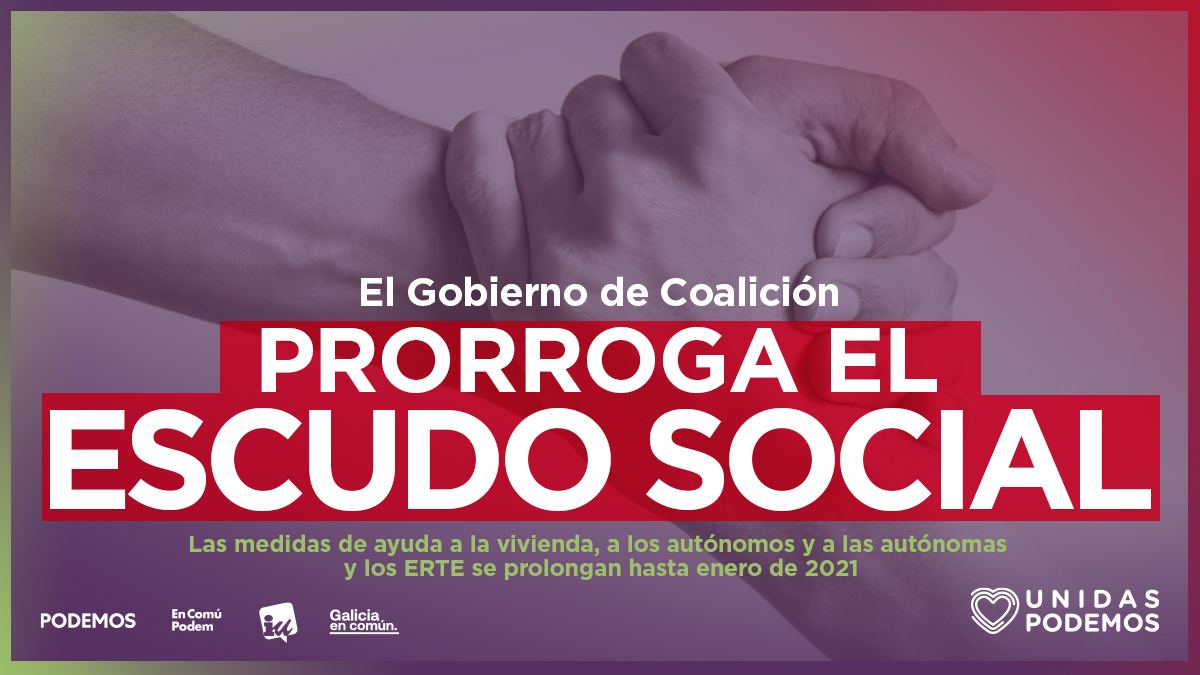 podem_sbd's tweet photo. 🛡 La pròrroga de l'escut social és més necessària que mai:

🏠 Prohibit desnonar

📃 Pròrroga del contracte de lloguer

💶 Reestructuració de deute de més del 50%

💡 Bo social elèctric

Davant la crisi, ningú es pot quedar enrere. #PrórrogaEscudoSocial https://t.co/okE5A0rwy8