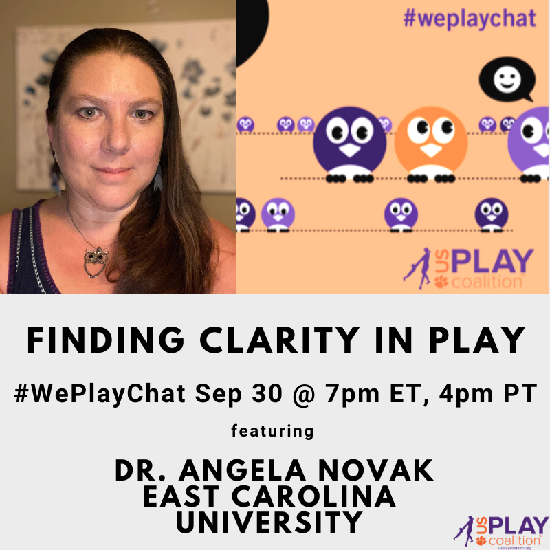 USPlayCoalition's tweet photo. Tomorrow night we go live with @Angela_M_Novak for our September #WePlayChat at 7pm EST, 4pm PT. Don't miss out!
https://t.co/dmVwhGSw2A
#WePlay #Education #FindingClarity #Play https://t.co/8K2MM73YOJ