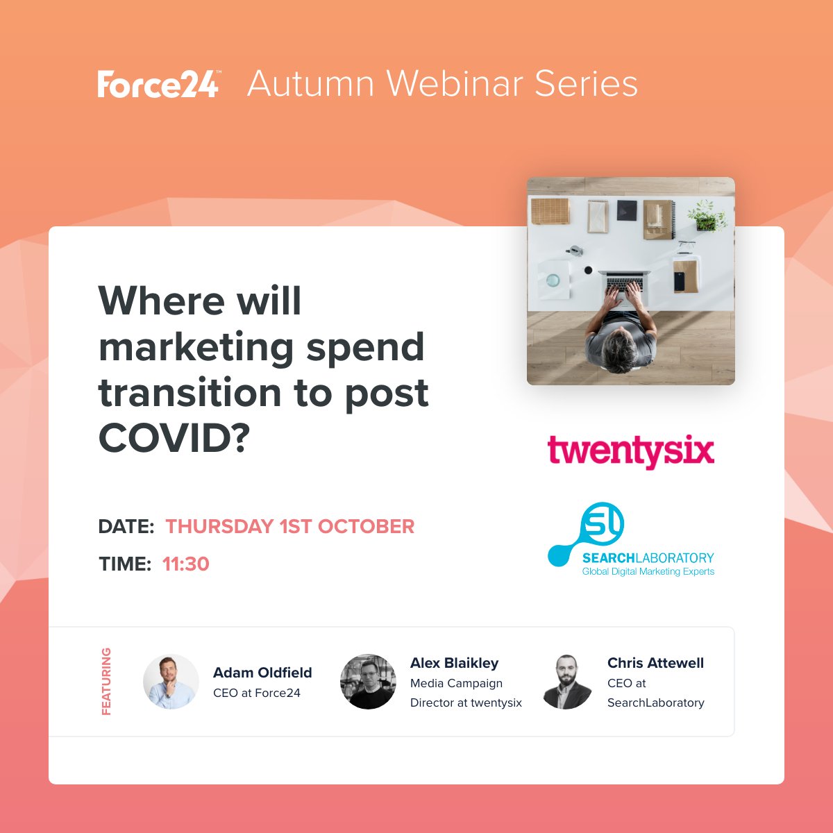 JukesFaith's tweet photo. How have marketing budgets changed as a result of the COVID-19 pandemic? Will land-based events still be a thing? Should we spend more on social ads and PPC/Display?

Join our exclusive webinar on Thursday (01/10) at 11:30am to find out more! Register: https://t.co/e2Fz4eKafK https://t.co/y50jmHcdJh