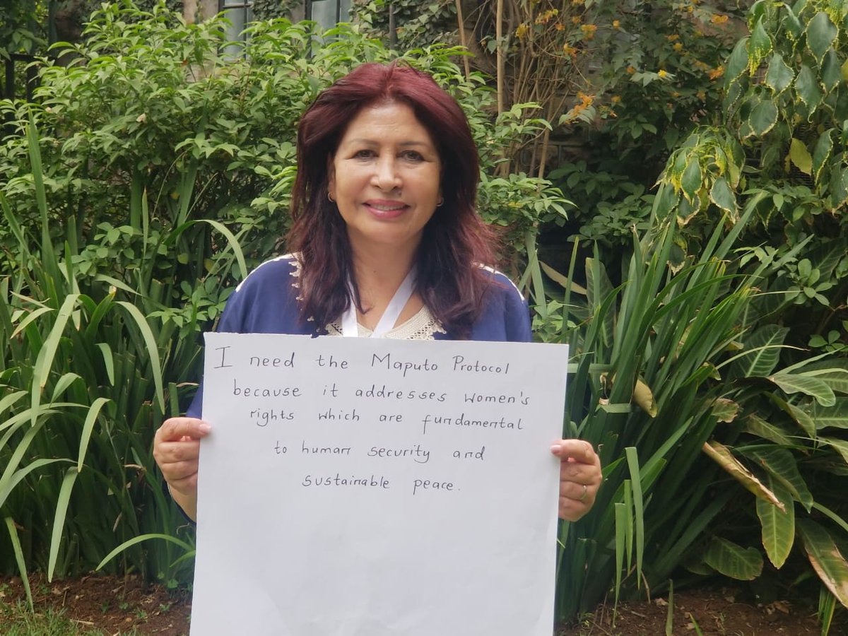 SOAWR's tweet photo. Samia Fessi from #Tunisia needs the #MaputoProtocol because it addresses #womensrights which are fundamental to #humansecurity and #sustainablepeace
#RatifytheProtocol
#ImplementtheProtocol https://t.co/0VxaM1L6kr