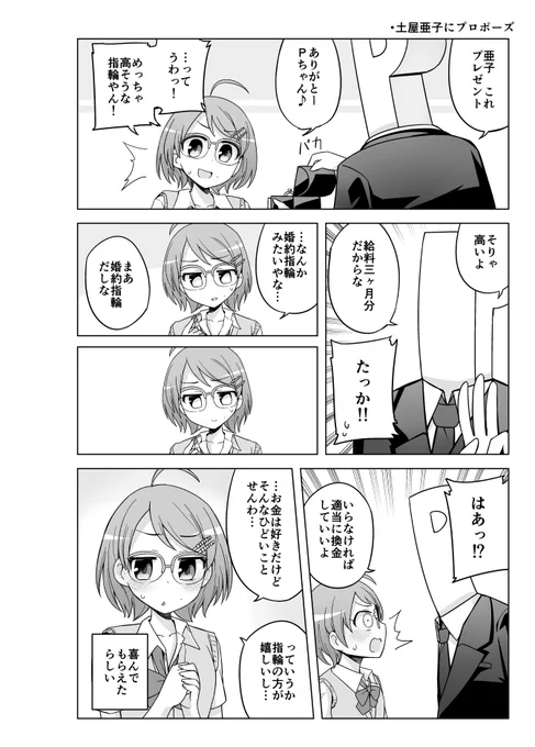 アイドルにプロポーズする漫画
土屋亜子
大沼くるみ
二宮飛鳥 