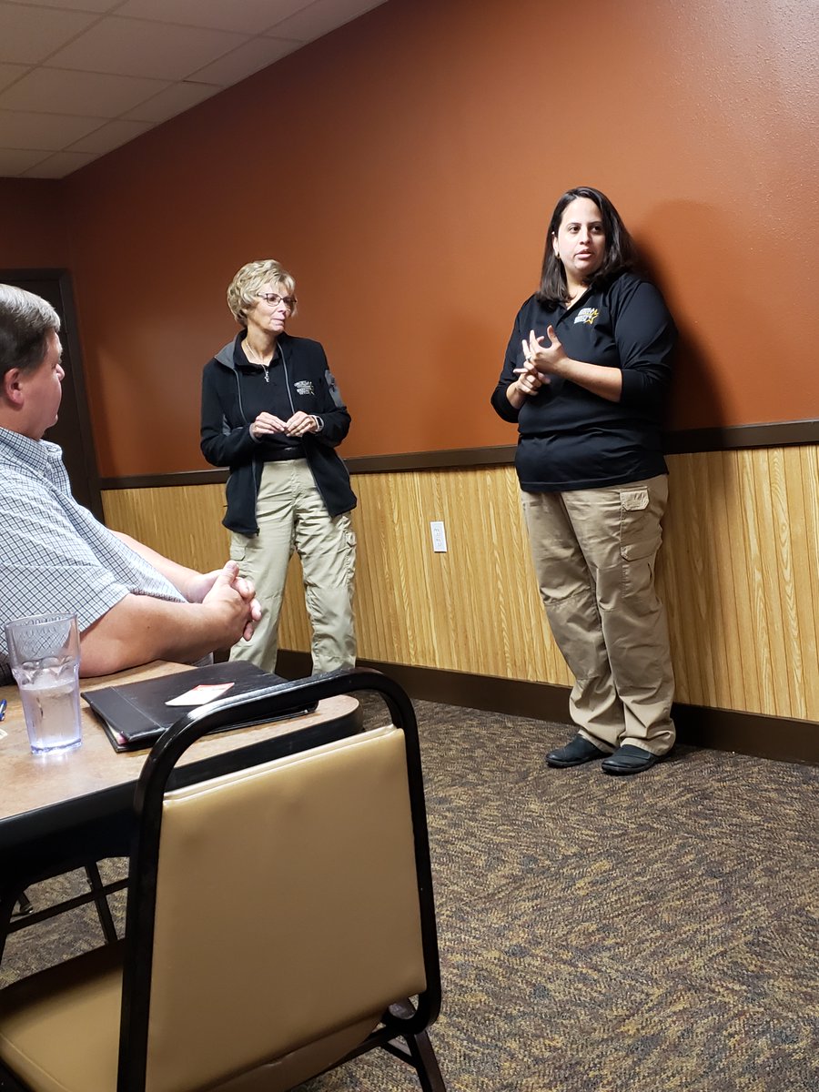 OCSOIowa's tweet photo. September 28th Head Dispatcher Gloria Torres and Administrative Secretary Brenda Hibbing spoke to the Rotary about the roles of telecommunicators in public safety and how the responsibilities have changed over the years. https://t.co/v74VPjhfxA