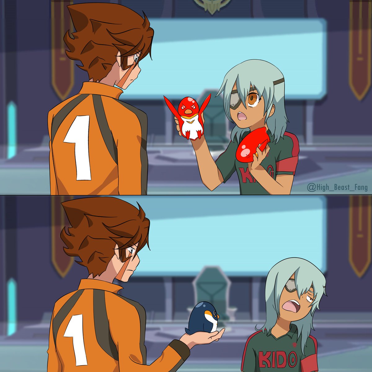 Gekkothegoober's tweet photo. I have made a drawing of Sakuma who wants to be stronger by learning the Koutei Penguin 1 but Genda wants to protect him and tells him to keep the Koutei Penguin 2. 😊♥🔥 https://t.co/nHhhi06fQr