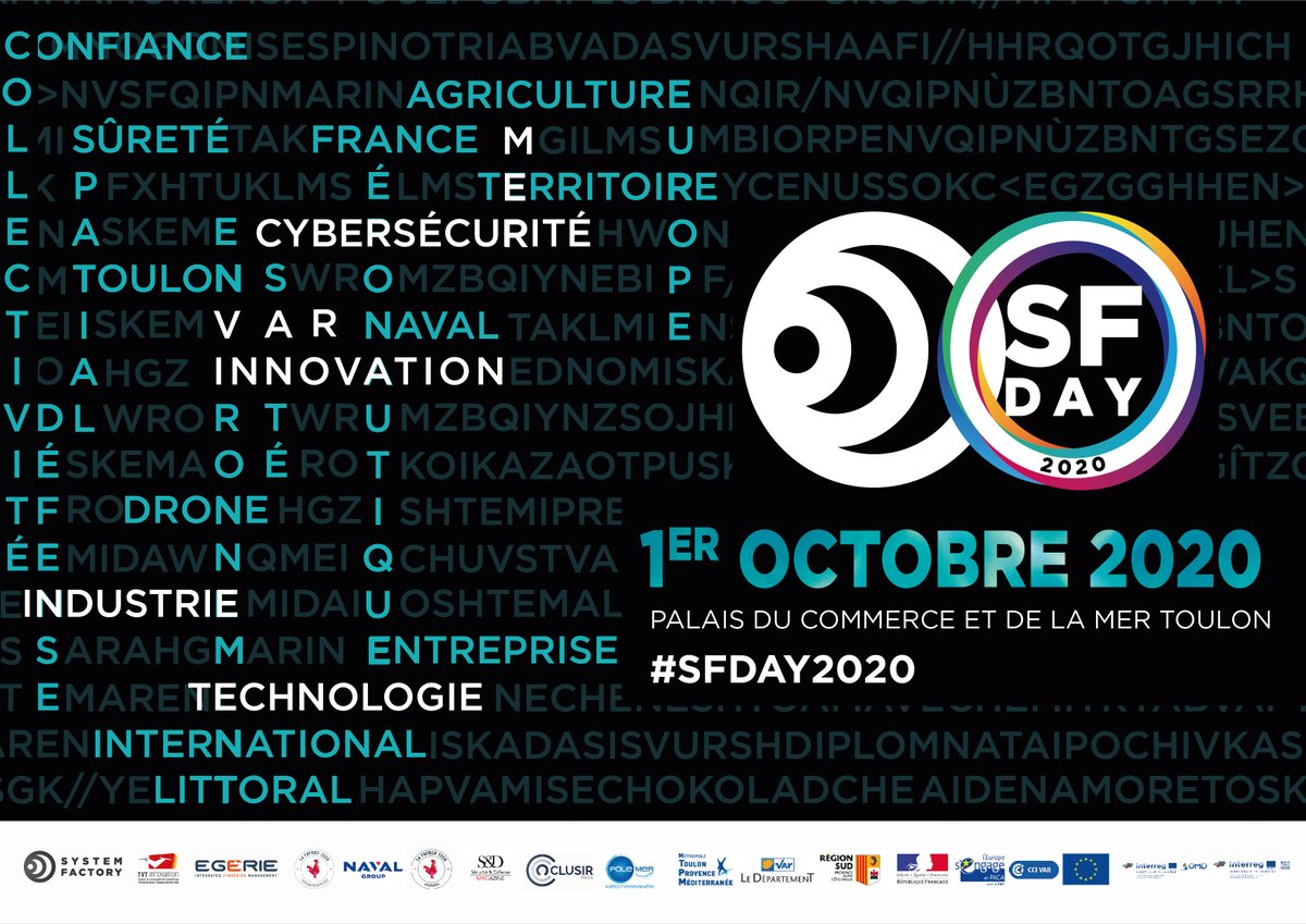 La Cybersécurité et la sécurité maritime sont à l'honneur du SYSTEM FACTORY Day de jeudi ! 🙌
Pour rencontrer les experts, les entreprises, startups et découvrir les innovations de demain, c'est par ici : 👇 
tvt.fr/Vous-informer/… #sfday2020 #toulon