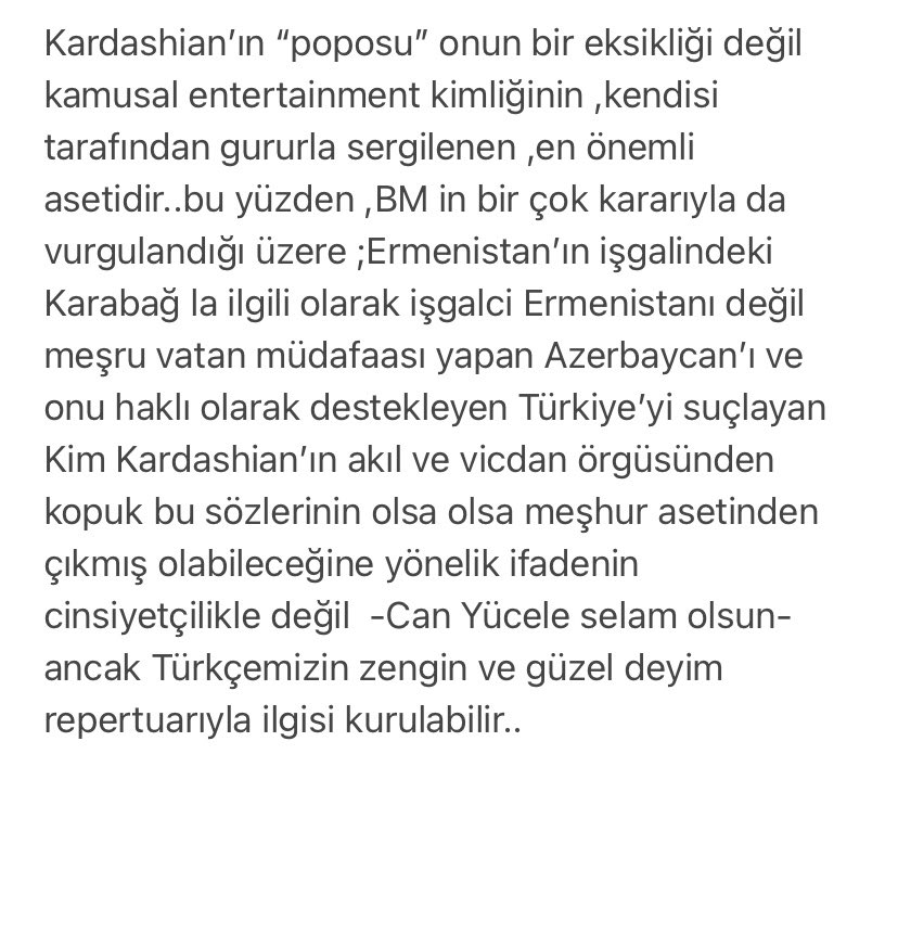 1)Kendi bedenini kendi isteğiyle metalaştırarak kadınlara asıl hakareti kim ediyor?

2)Karabağ işgal altında farkında mısınız?
3)Esas derdiniz ne sizin?