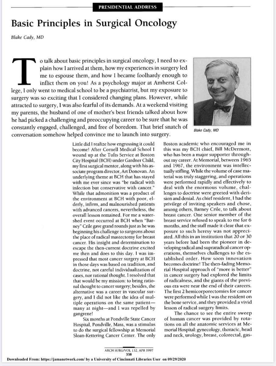 Blake Cady’s original “Biology Is King” paper. Principals Of Oncology. A must read for all cancer doctors. ⁦@TheNotoriousHPB⁩ ⁦@SWexner⁩ ⁦@NirajGusani⁩ ⁦@TsengJennifer⁩ ⁦@mkatzmd⁩ ⁦@DrJashDatta⁩ ⁦@HalletJulie⁩