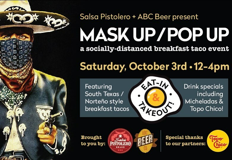 THIS SATURDAY 10/3 Mask up / Pop-up (socially distanced) breakfast taco event @abcbeerco in the East Village NYC South Texas/Norteño style breakfast tacos from 12-4pm Eat-in or takeout Drink specials including micheladas & @topochicousa Save the date… instagr.am/p/CFuI3RTD3De/