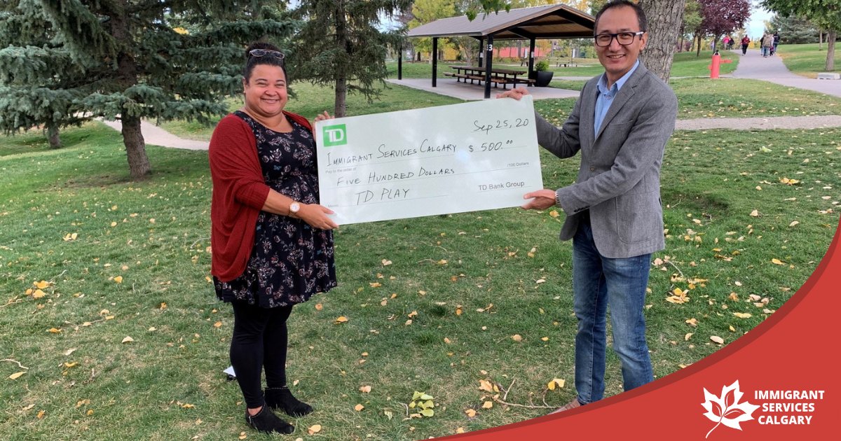 Immigrant Services Calgary would like to send a big THANK YOU to <a href="/Mirza_Amiri/">Mirza Amiri</a> from TD Canada Trust for donating $500 to our early childhood programs!