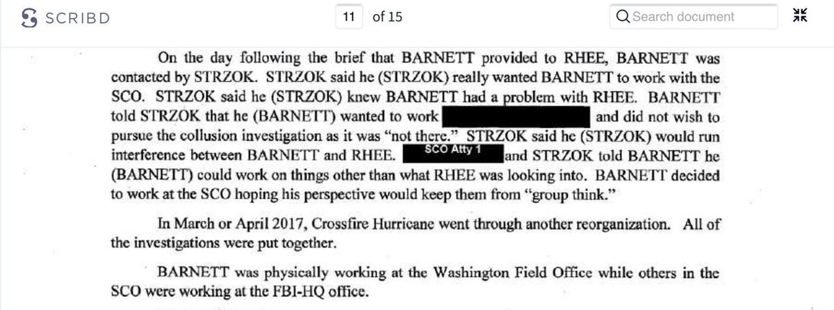 I’m not sure I understand that; he has no real power & surely he would have known that.13. The last part of this screen shot is REALLY interesting: he was segregated from the rest of the SCO team, with them working out of FBI HQ- were they keeping him at WFO to keep him under
