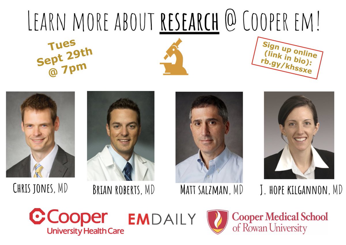CooperEMed's tweet image. #HeyMedStu - Meet our Cooper Research team tonight on zoom! Sign up by 5p for an invite (link in bio)! 

#embound #emresearch #emresidency #emergencymedicine #match2021