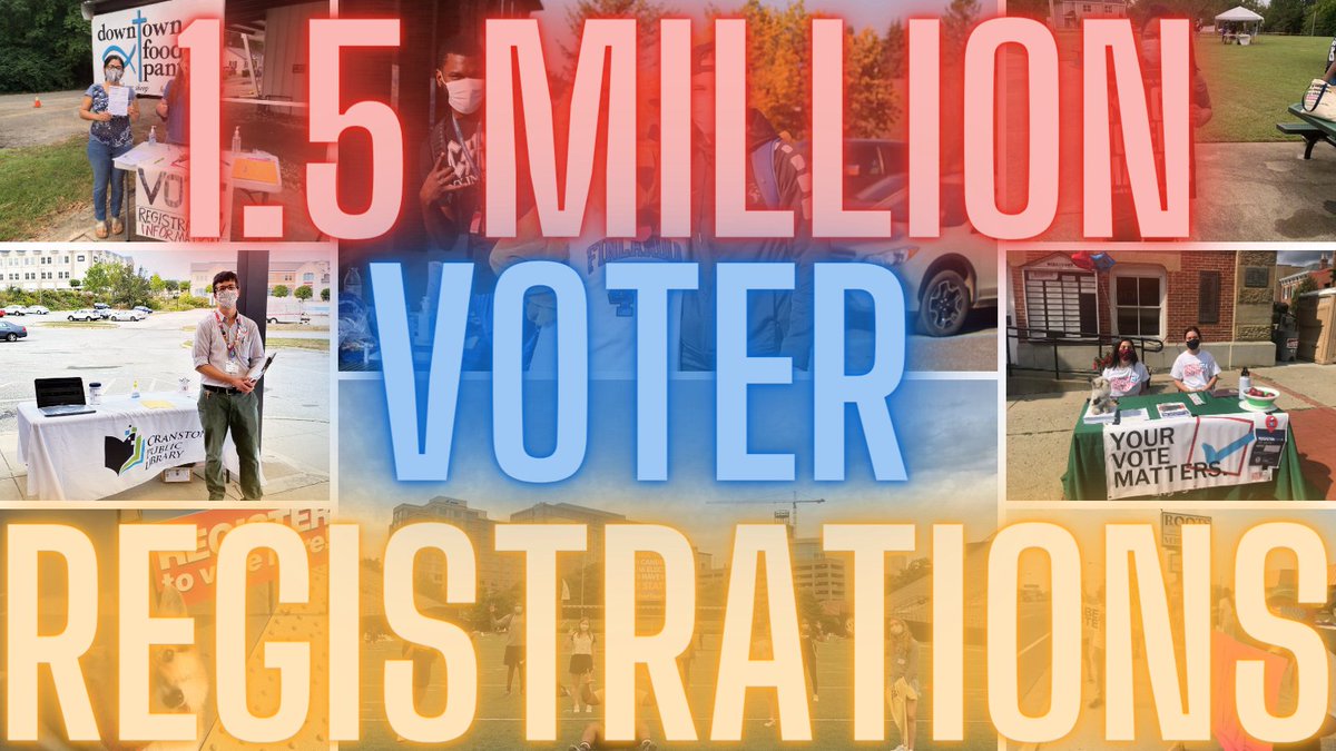 NatlVoterRegDay's tweet image. BREAKING: Today, we're proud to announce that our team of 4500+ partners helped to register an estimated 1.5 million voters on #NationalVoterRegistrationDay 2020 - the largest single-day new voter registration haul in the holiday's history! bit.ly/3cN9ABl
