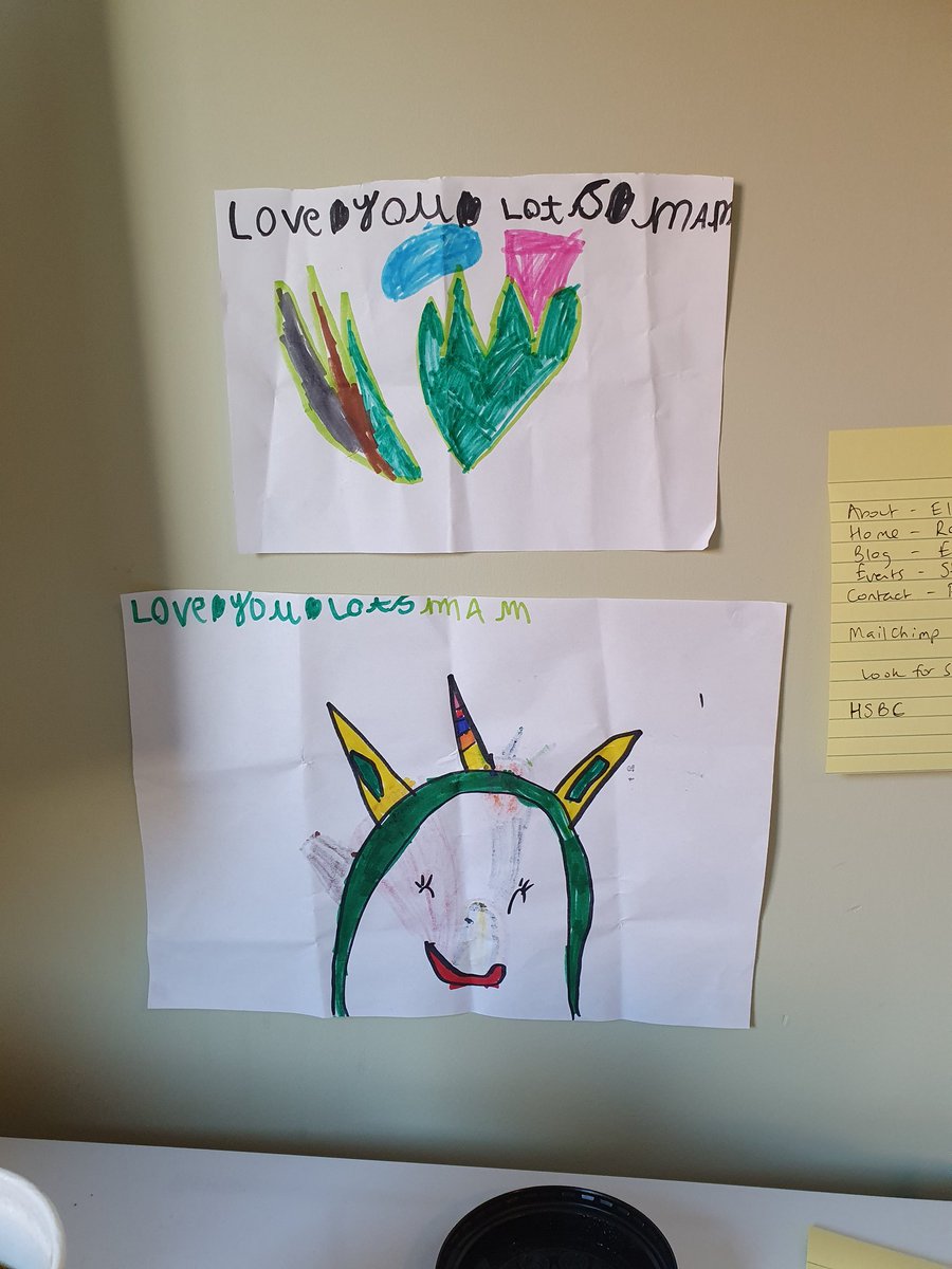 wethinkagain1's tweet photo. How can I not love working in my little home office when I have these works of art from my 5 year old 😍 https://t.co/HzOKxEEFhj