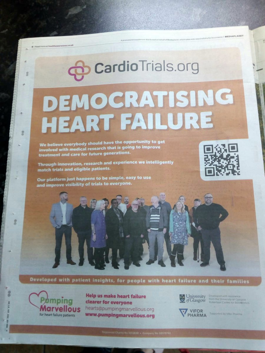 pumpinghearts's tweet photo. We believe in putting patients at the centre of heart failure #research. Proud to see our dedicated #heartfailure #patienteducators and our new #CardioTrials facility on the back of the Guardian's #CardiovascularHealth supplement today ❤️.

Find out more > https://t.co/JfzxFWWEMb https://t.co/dUTz84jYT1