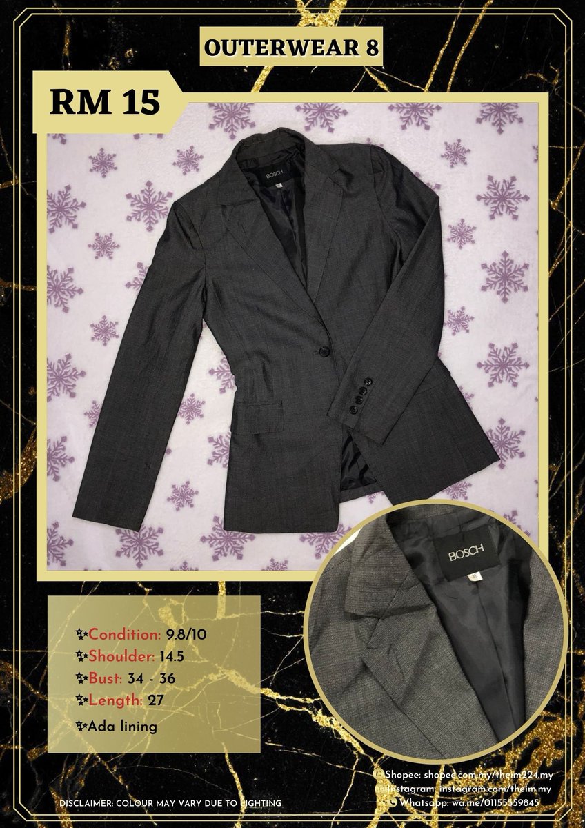 luckytantan_'s tweet image. #PrelovedBlazer #PrelovedJacket

Hii! Berminat dengan preloved items? 🤩 jom usya shopee.com.my/theim224.my 😁✨ (RM 15 &amp;amp; above dapat Free Shipping) 

For more items:
Ws: wa.me/c/601155559845 
Ig: instagram.com/theim.my