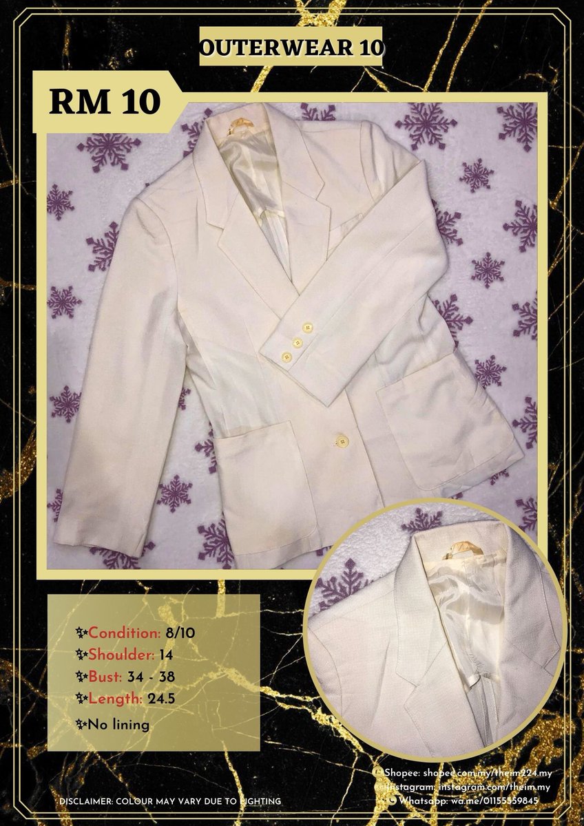 luckytantan_'s tweet image. #PrelovedBlazer #PrelovedJacket

Hii! Berminat dengan preloved items? 🤩 jom usya shopee.com.my/theim224.my 😁✨ (RM 15 &amp;amp; above dapat Free Shipping) 

For more items:
Ws: wa.me/c/601155559845 
Ig: instagram.com/theim.my