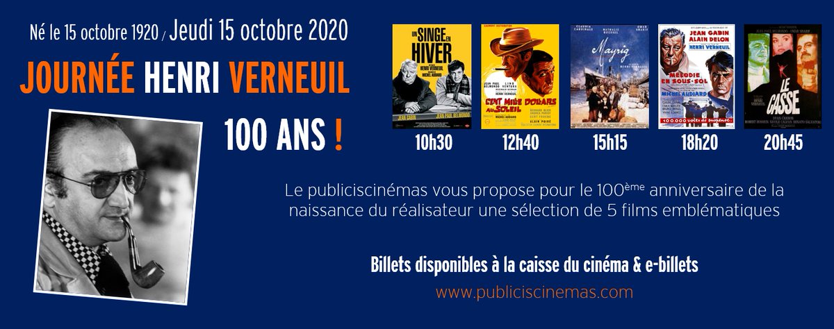 DrugstoreParis's tweet photo. JEUDI 15 OCTOBRE !
Le publiciscinémas vous propose pour le 100ème anniversaire de la naissance du réalisateur HENRI VERNEUIL une sélection de 5 films emblématiques https://t.co/aSEGIn7uzE