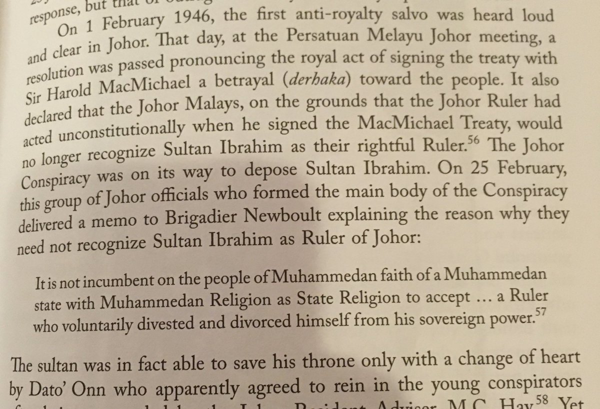 That’s new. Onn Jaafar was about to depose the sultan, but was stopped/persuaded not to in the last minute