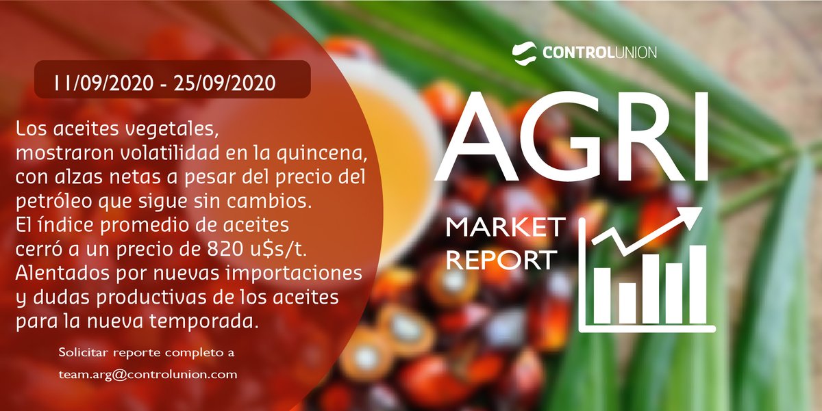 • Agri Market Report •

Período 11/09/20 - 25/09/2020

Solicitar reporte completo a team.arg@controlunion.com