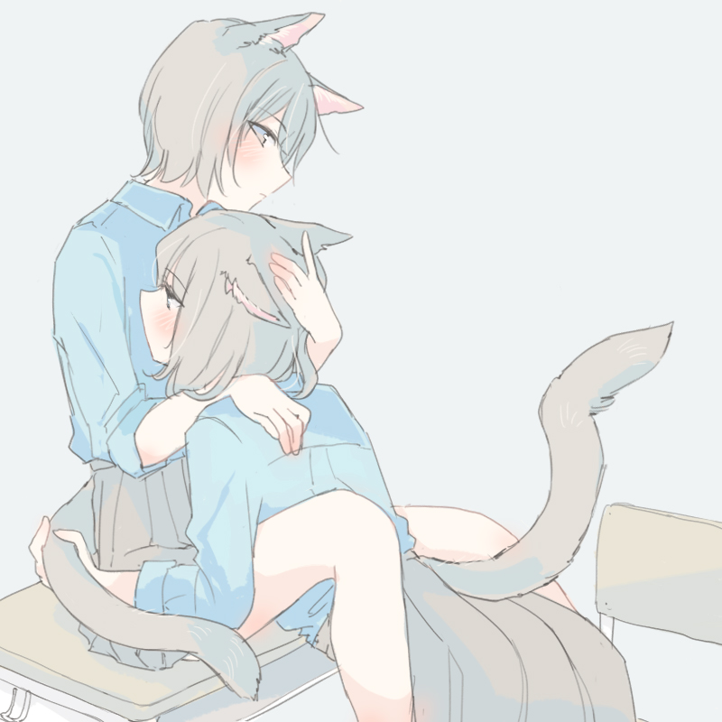 #今月描いた絵を晒そう
長袖青シャツ腕まくりけも耳百合で季節の移ろいをかんじる 