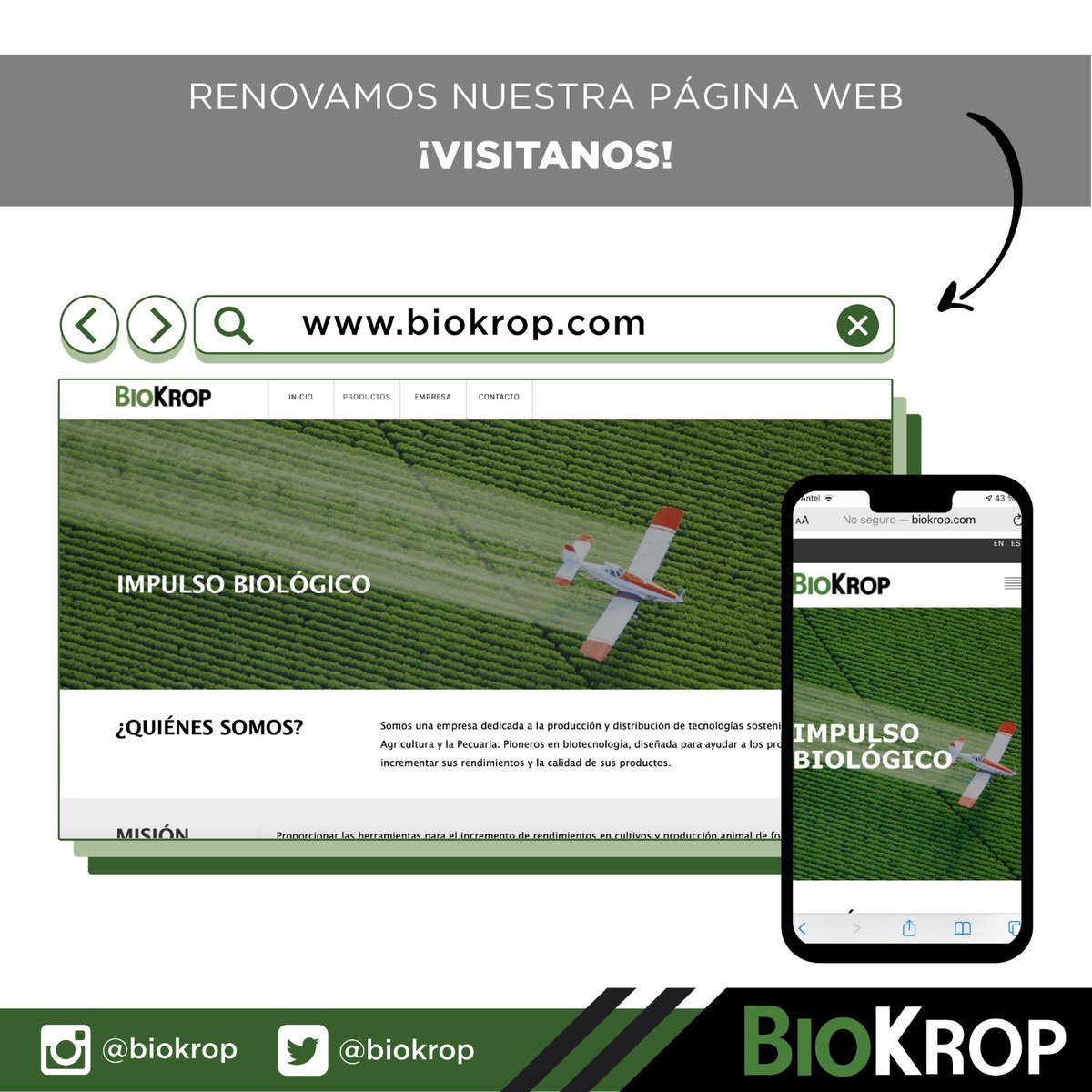 📢Te invitamos a visitar nuestra web, con diseño renovado y mayor accesibilidad a la información. 

Para ingresar hacer click aquí 👇🏻 biokrop.com 

#tecnologiaprebiotica #sumavida