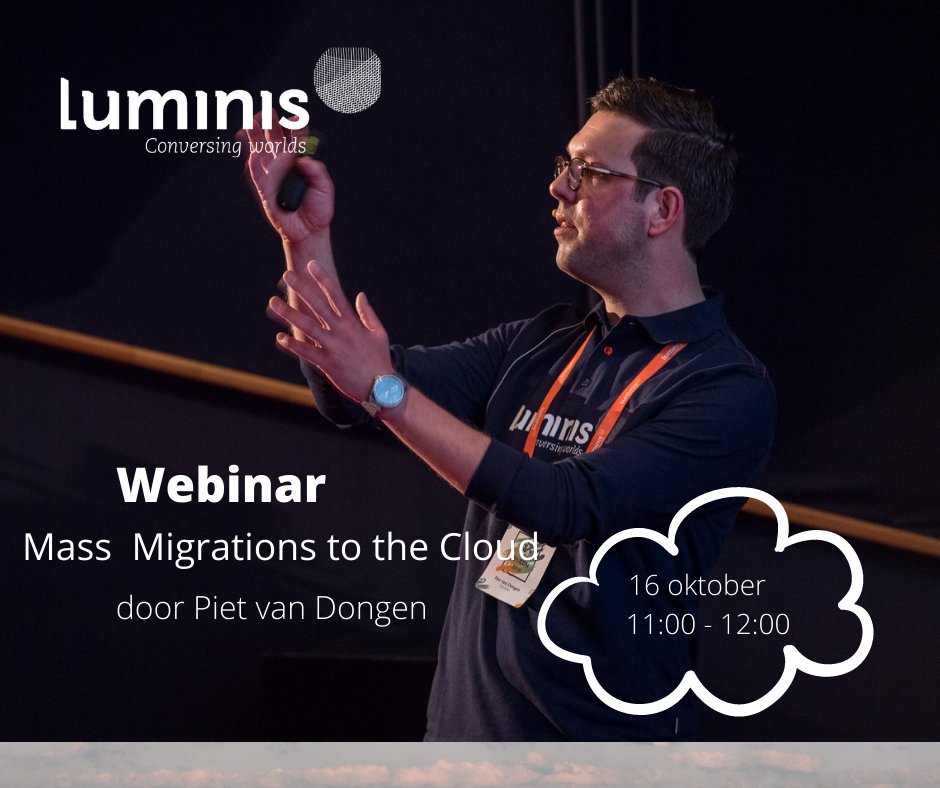 Voor meer informatie en/of aanmelden zie ap.lc/3U4ut of neem contact met ons op.
#Luminis #sharingknowledge #webinar #Cloud