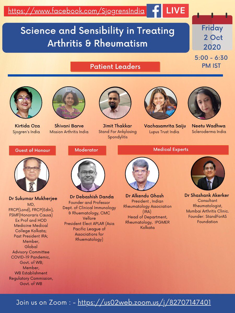 vachasamrita's tweet photo. Honoured to be doing this session with the esteemed Rheumatologists and panelists representing #LupusTrustIndia  #LupusIndia #SclerodermaIndia #SjogrensIndia #AnkylosingSpondilitisIndia #MissionArthritisIndia #IndianRheumatologyAssociation #IndianRheumatology https://t.co/w9jv4kmEfK