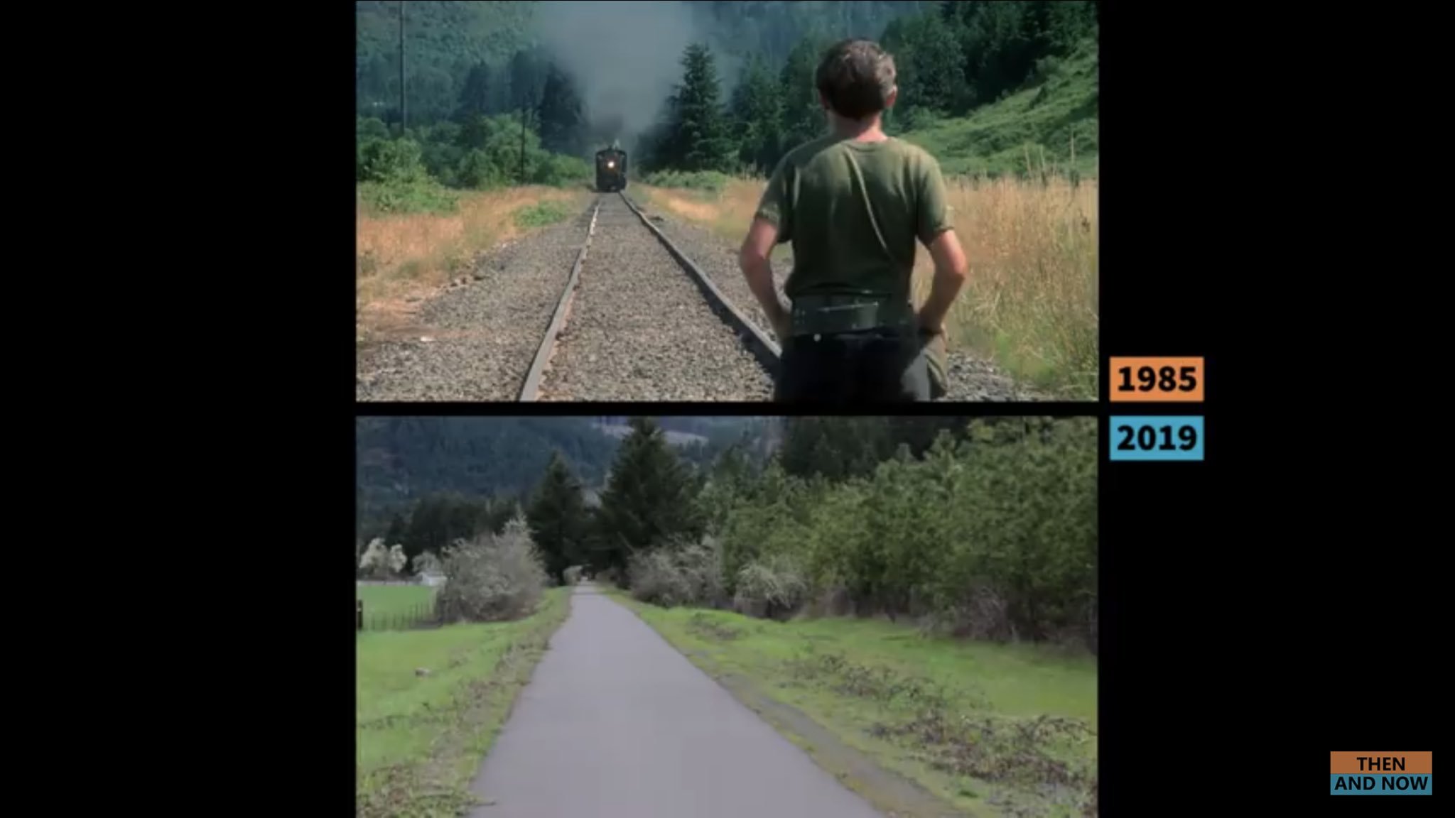D51p この初代ポケモンで主人公が自宅のテレビで見てたのがスタンド バイ ミーという線路を歩いて死体探しの冒険の映画 残念ながら映画で使われた線路は今は廃線となって道路になってるようだ T Co Ounzbaujzp Twitter