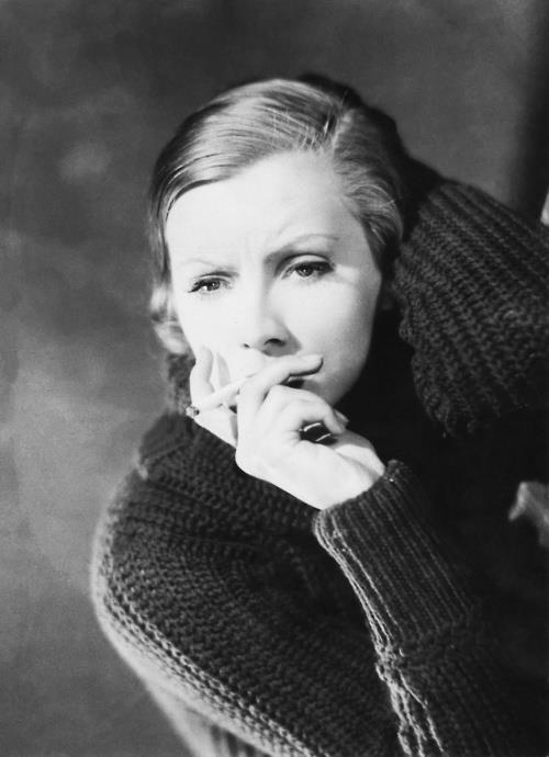 I started a new series called Stars in Big Sweaters. I'm very specific in my head about what this means. "Big sweaters" do not include tight sweaters or angora sweaters or little sweater sets. I want big cable-knit bulky comfy sweaters. Here's a gallery: First up: Garbo.