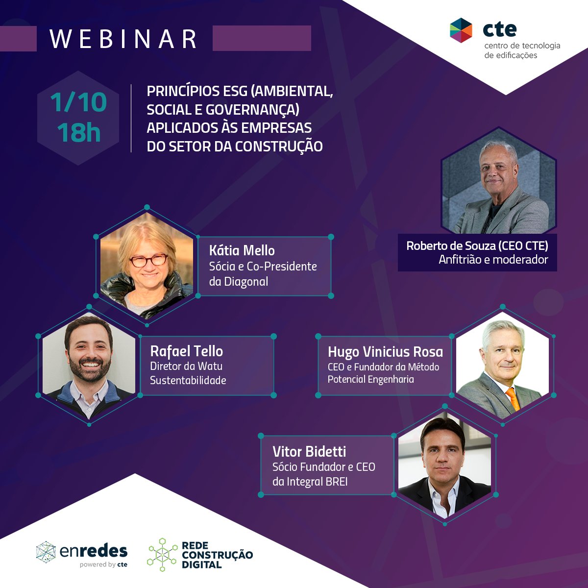 No webinar desta semana, que vai acontecer dia 1º, às 18h no canal do #enredes no YouTube, vamos falar sobre os "Princípios ESG (Ambiental, Social e Governança) aplicados às empresas do setor da construção". Participe com a gente!
inscrições no link: materiais.cte.com.br/webinar26_prin…