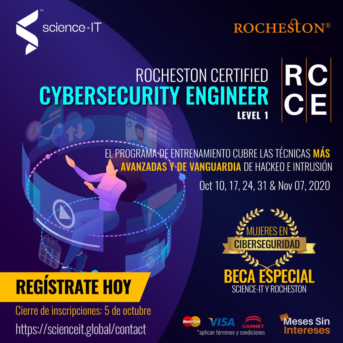 ScienceIT2's tweet photo. ¿Estas interesada en aprender y desarrollar una carrera en ciberseguridad?

Se parte de nuestro programa de certificación RCCE® Nivel 1
 
✉️ Para información y registro: https://t.co/4WOmGXnB7S

#RCCE #ScienceITGlobal #rocheston #Ciberseguridad  #MujeresEnCiberseguridad #BECAS https://t.co/jAy32imrHS
