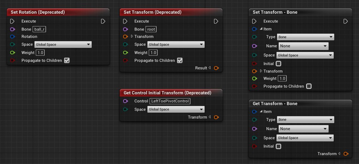 pafuhana1213's tweet image. UE4.25 -&amp;gt; UE4.26 で変わった Control Rig メモ ①

これまでのBone, Control Space毎に Set / Getノードが用意されてましたが、UE4.26からは1つのノードでいけるようになりました。Initial もとれます #UE4 #ControlRig