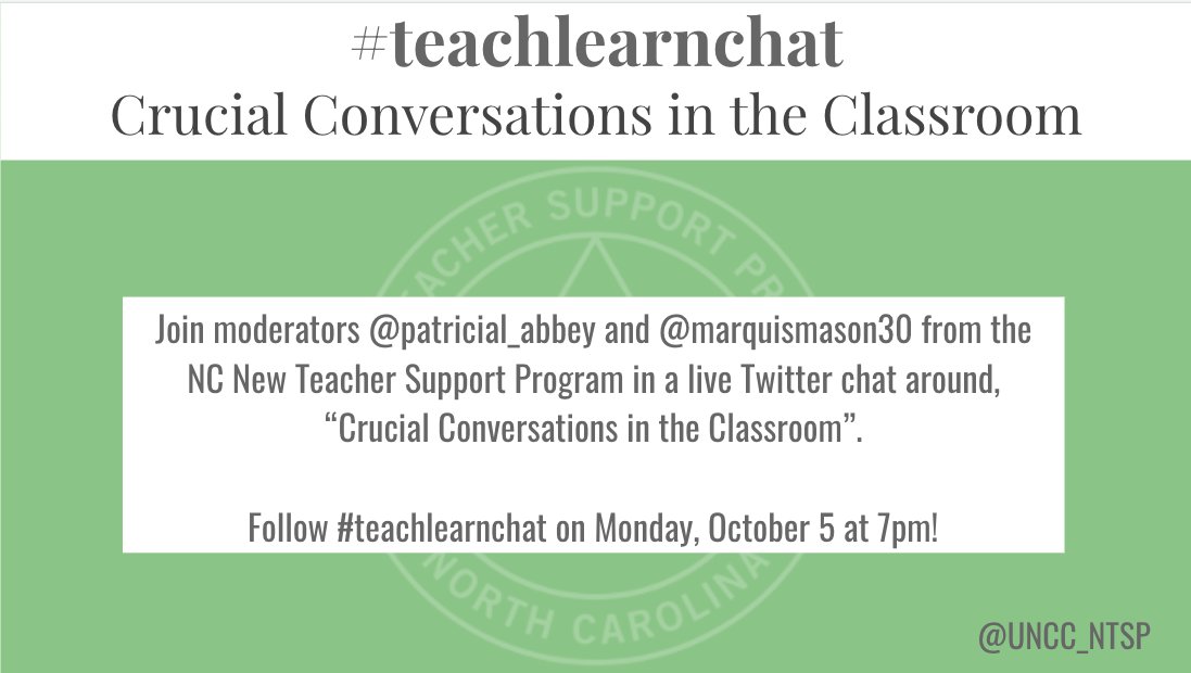 clt_ncntsp's tweet photo. Don't miss our next twitter chat- Monday, October 5 at 7pm EST!!! #teachlearnchat https://t.co/am4OZCfS6J