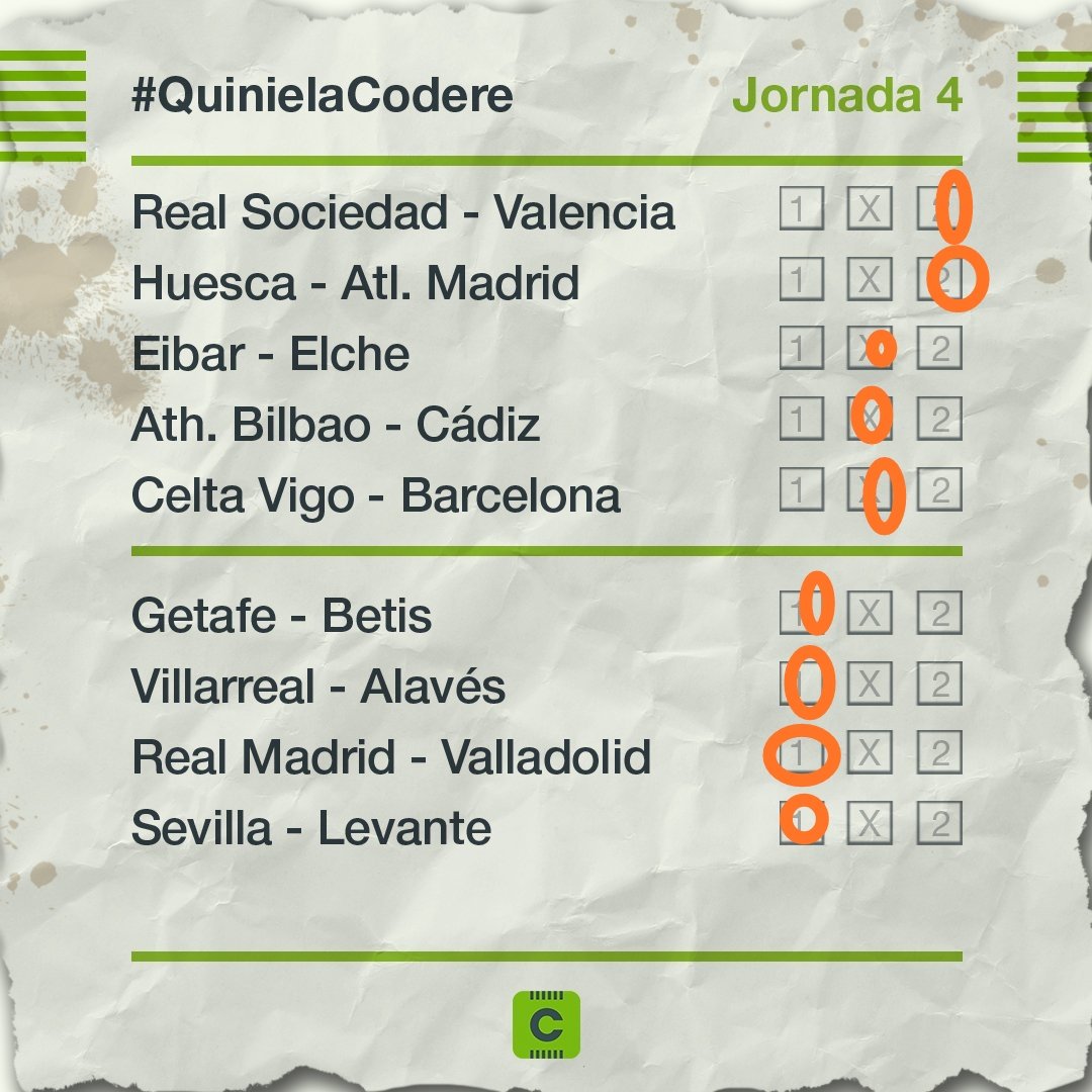 arranz83's tweet photo. @CodereApuestas #QuinielaCodere https://t.co/qLqFt8mszU