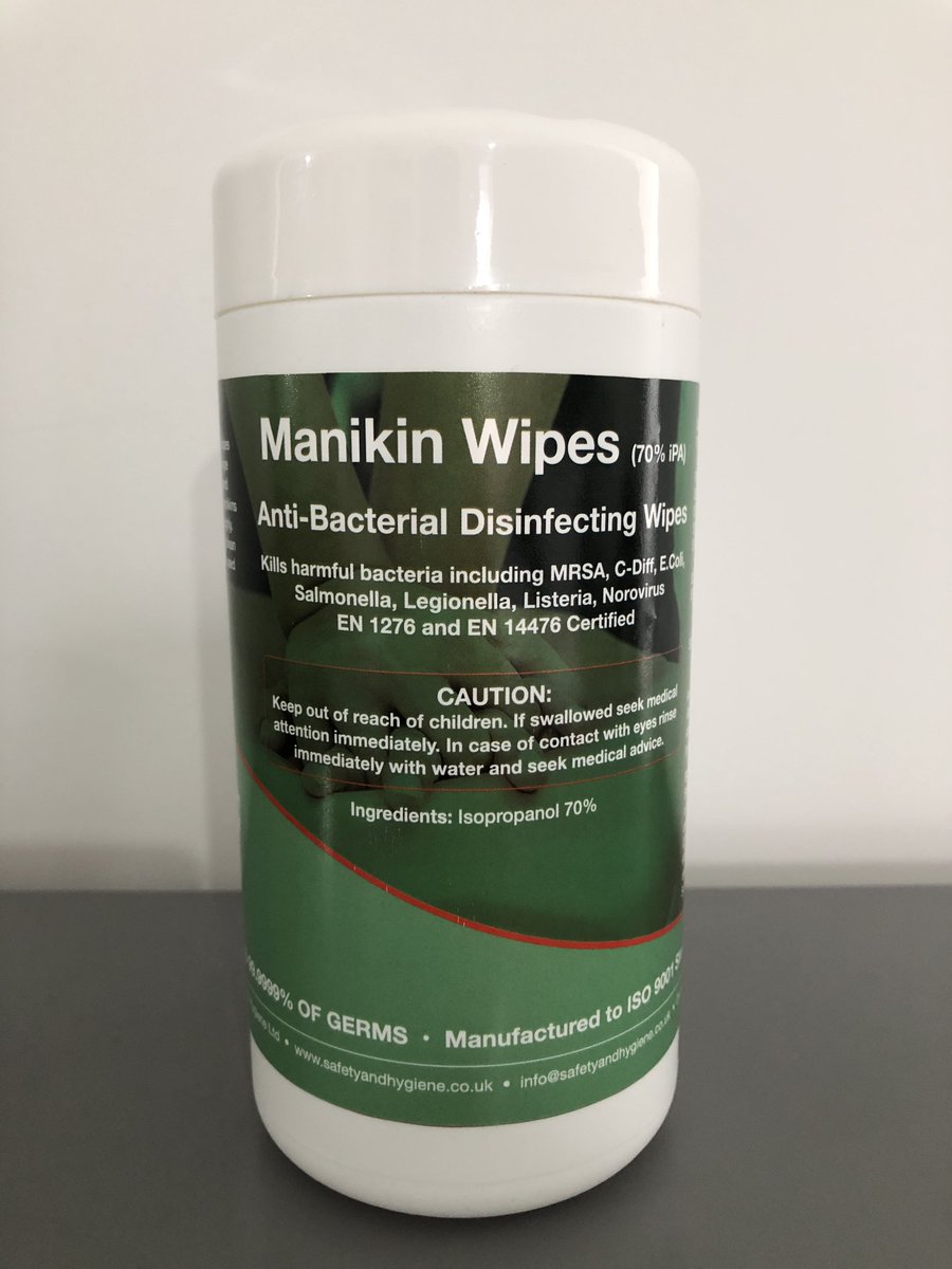 SafetyHygiene's tweet image. Calling all First Aid Instructors!!! We have just launched a 200 Sheet Manikin Wipes. 70% Isopropanol and we have stock available now. £74.88 per box of 12 tubs (£6.24 per tub). Call us today 01206 803 810. #Manikinwipes #FirstAidinstructor #FirstAid #Firstaidtrainer