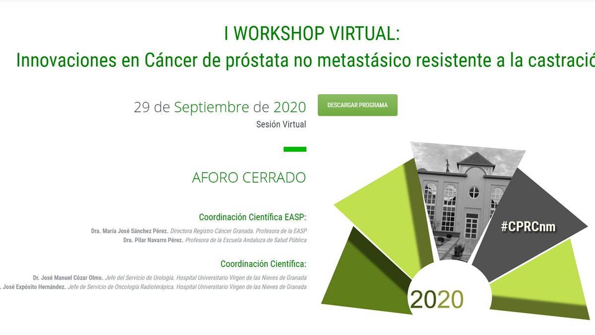 EASPsalud's tweet photo. #CPRCnm
Coord. científica EASP:
Dra. M José Sánchez @mjsanchezperez. Directora @CancerGranada
Dra. Pilar Navarro @PilarNavarroP
C. Científ:
Dr. José Manuel Cózar. J. Servicio #Urología. @hospital_hvn
Dr. José Expósito. J. Servicio #OncologíaRadioterápica. Hospital @hospital_hvn https://t.co/t9UkOo2YZm