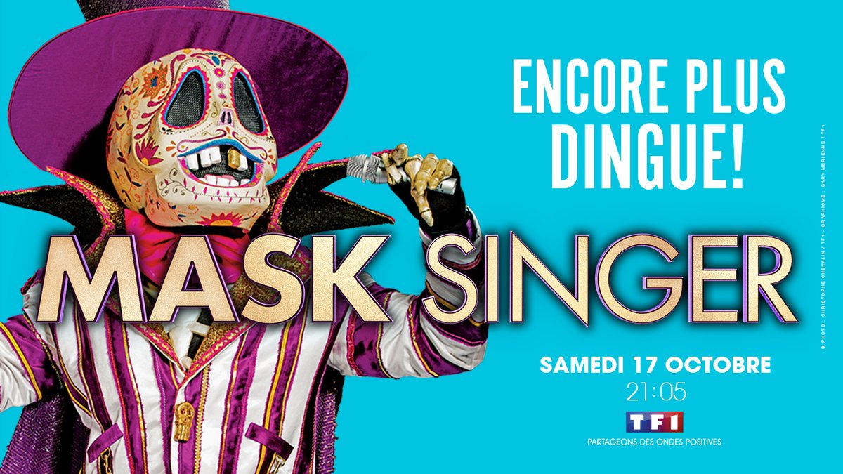 TF1's tweet image. Encore plus fou, encore plus dingue, #MaskSinger est de retour le samedi 17/10 à 21:05 présenté par @CamilleCombal ! 
Pour cette nouvelle saison : 12 célébrités et 12 nouveaux costumes à découvrir ! 
L’enquête commence avec @JarryAtypique @Anggun_Cipta  @alsublet et @kevadamsss !